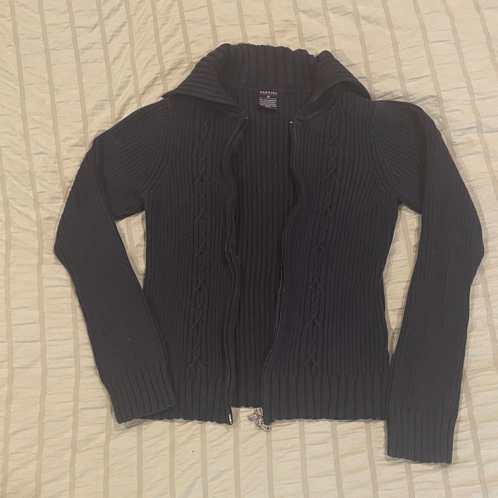 Nautica Navy Ribbed Turtleneck Sweater